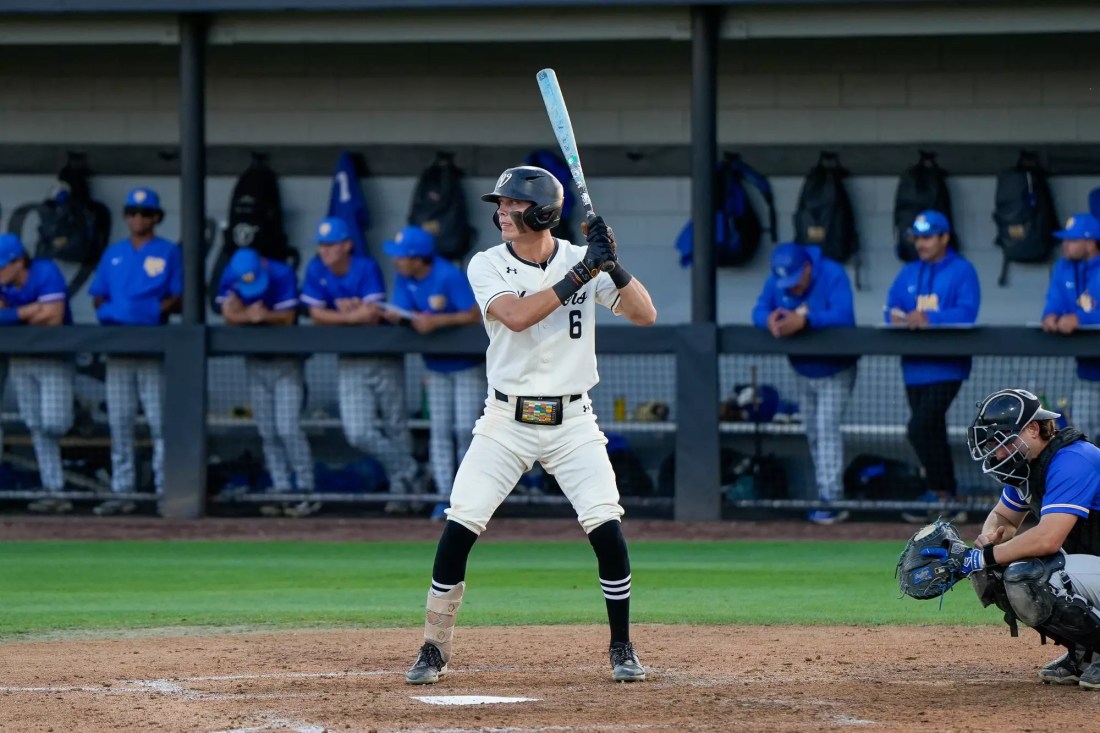 Will Linberg stands in the batter's box.